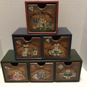 Dianna Marcum Wood Sewing Craft Cubby Drawers Set ~Vintage - Picture 1 of 14