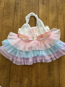 Build A Bear Girl TUTU Dress White Pink Blue Purple Sleeveless Halter Neck Strap - Picture 1 of 3