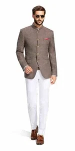 Traje jodhpuri para hombre étnico indio traje bandhgala cuello mandarín traje de boda - Imagen 1 de 6