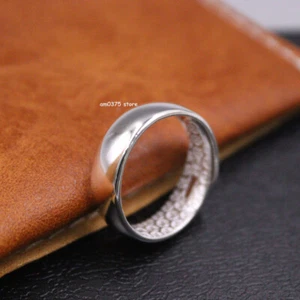 Pure 999 Fine Silver Ring Men Women's 6mm Coin Polish Band Ring US Size 11 - Picture 1 of 5