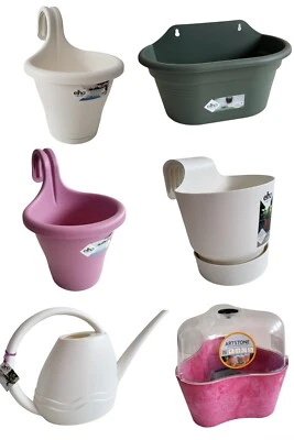 ELHO, ARTSTONE Elho Geländer-Blumentopf Wandampel Gießkanne / Artstone Pflanzkübel Anzuchthaube