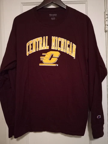 Central Michigan Chippewas NCAA T Shirt Long Sleeve Size Large Champion Cover