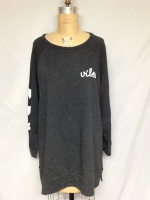 Sudadera Soffe Curves Junior Throwback Crew #5607C -000005 1X Negra Nueva con Etiquetas Foto 1 de 4