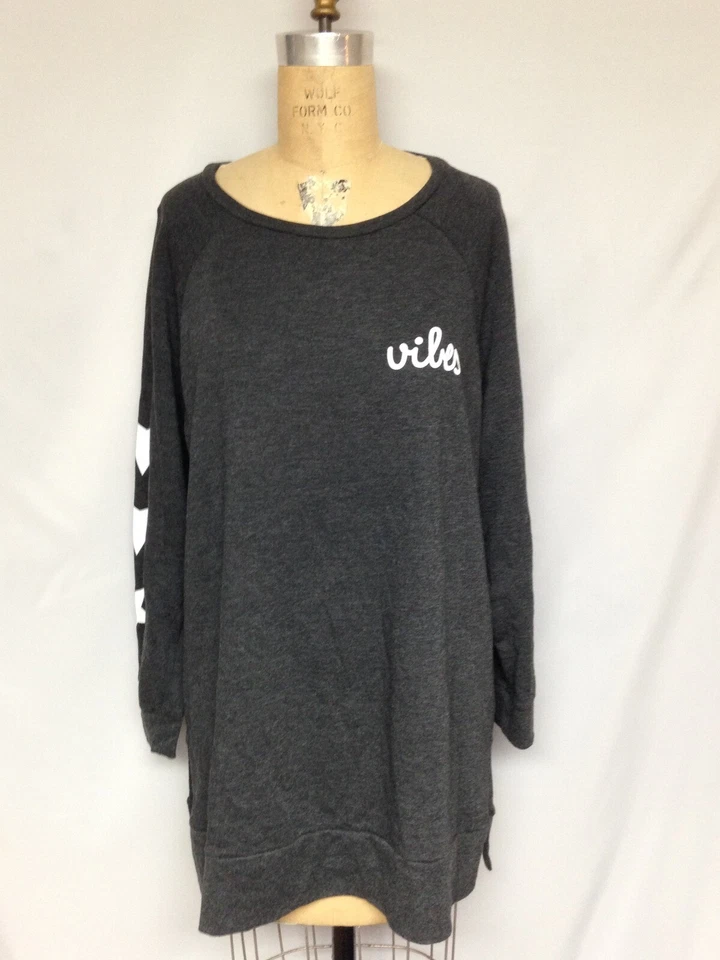 Soffe Curves Plus Size Oversized Sweatshirt Black 1x