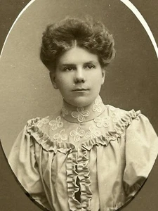Antique CDV Photo Beautiful Woman Ruffles Victorian Fashion Sweden - Picture 1 of 4