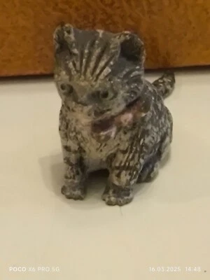 Antigua estatuilla de gato de bronce de Viena pintada en frío Foto 1 de 4