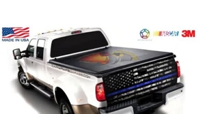 American Flag Camo Thin Blue Line Tailgate Wrap Vinyl Graphic Decal Sticker - Picture 1 of 4