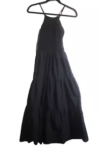 Zara Maxikleid Größe L Popeline Stufen Cottagecore minimalistisch Spaghettiträger - Bild 1 von 7