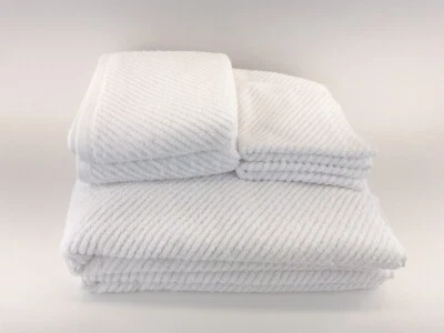 Max Studio 100% Cotton 6Pc Set White 2 Bath 2 Hand 2 Washcloth Towel New - Image 1 of 4