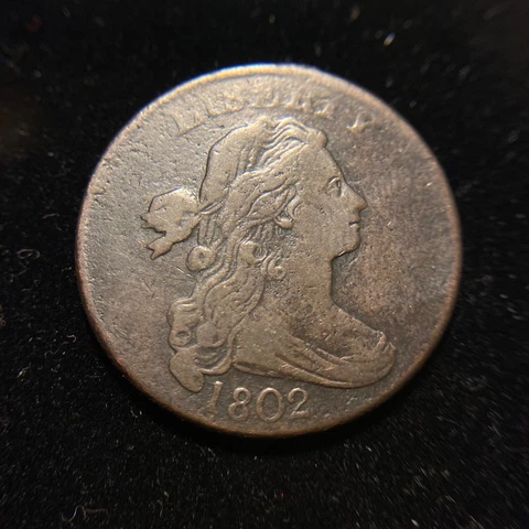 1802 Draped Bust Large Cent VF/XF Very Extremely Fine Sheldon Variety 1c Cover