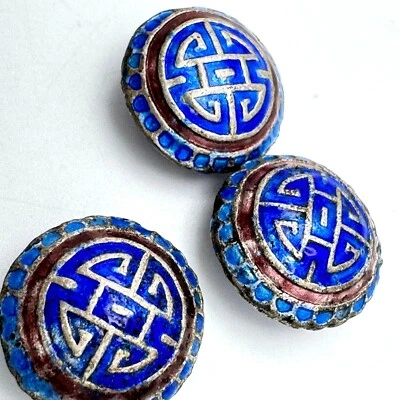 3 cuentas vintage Cloisonne color ciruela azul plata Foto 1 de 4