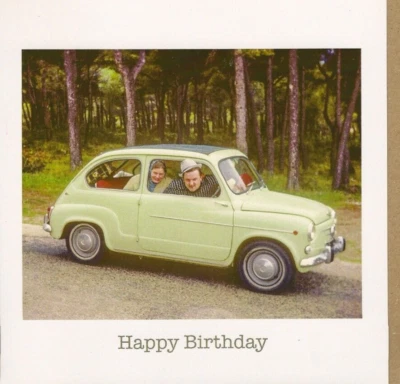 HONOVI Open Happy Birthday Greeting Card for Her Him Female Male Retro Vintage Fiat 500