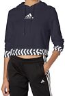 adidas Women's GBL Crop Hooded Sweatshirt BLUE SMALL ED8153