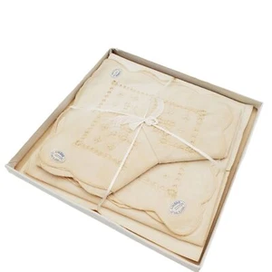 Vintage Linbro Baumwolle Servietten 4er Set in Box Japanisch überbackene Handarbeit - Bild 1 von 6