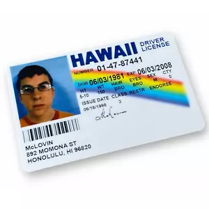 McLovin SUPERBAD Plastic ID Card - Film Novelty Prop - Picture 1 of 3
