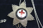 Vintage 1940's 2" Masonic Templar Star Pendant Medal Brooch Silver 24" Necklace