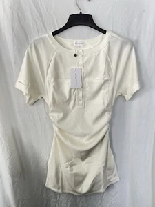 Lovers + Friends Flora Mini Dress Size XS Short Sleeve Ruched Off White - Picture 1 of 7