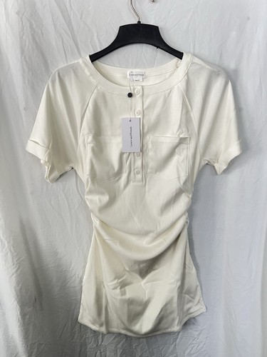OFF WHITE Mini Abito Flora Lovers + Friends Taglia XS Manica Corta Increspato Bianco Off