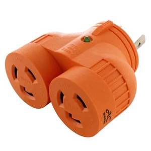 AC WORKS® V-DUO Adapter – NEMA L6-30P to Two NEMA L6-30R, 250V - Picture 1 of 6