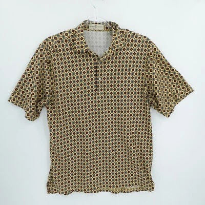 Vintage Golf Polo Shirt Mens Large Geometric Mercerized Cotton Preppy Aztec F&G - Image 1 of 4