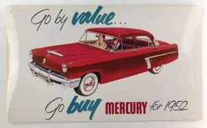 1952 Red Mercury Advertising Postcard Go By Value Go Buy Mercury 1952 Great Art - Picture 1 of 1