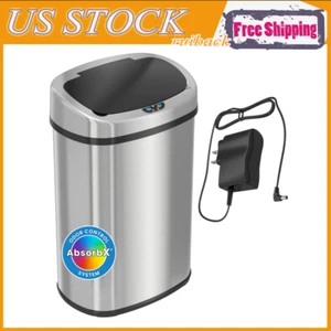 Sensor Trash Can Garbage Bin W/ Adapter & Odor Filter Stainless Steel Dustbin US - Picture 1 of 7