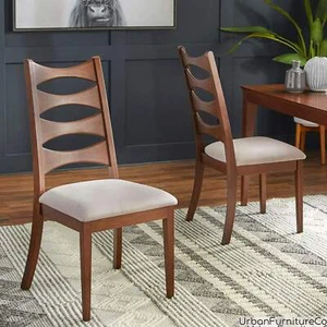 (Set of 2) Mid-Century Modern Dining Chair Upholstered Seat Kitchen Furniture US - Picture 1 of 7