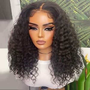 Curl Bob Human Hair Wigs Deep Wave Transparent Lace Frontal Wig PrePlucked
