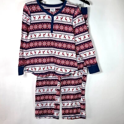 Conjunto de Pijama Lanz of Salzburg Feria Nórdica Isla Grande Reno Henley Camisa Vacaciones Foto 1 de 4