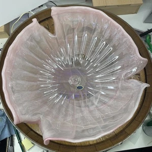 Murano Bowl Stunning 15.5" Pink Clam/Shell Bowl/Centerpiece with original Label - Picture 1 of 16
