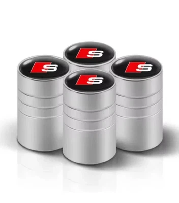 Chrome 4Pcs Cylindrical Wheel Tire Air Valve Stem Cover Caps Audi S - Image 1 of 3