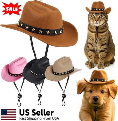 Disfraz de Vaquero Mascota Cosplay Gorra Disfraces de Halloween, Perros Gato Mascota Fiesta Decoración Foto 1 de 4