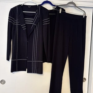 Misook Twin Cardigan Jacket & Pants Medium Blue White Knit Gorgeous! Worn Once - Bild 1 von 8