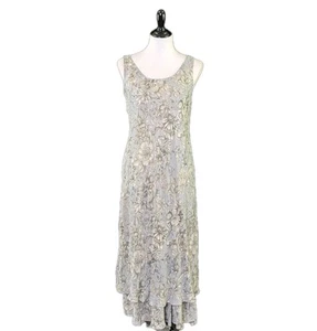 NEU Carole Little Kleid Maxi Lagenlook Viskose gefüttert ärmellos grau geblümt GR 6 - Bild 1 von 16