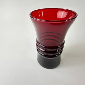 Vintage Vase/Glass  Ruby Red 4 3/4 Inches - Picture 1 of 5