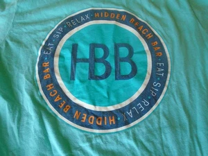 Hidden Beach Bar, Marblehead Ohio T-Shirt Erwachsene M türkis blau grün HBB Brustumfang 16" - Bild 1 von 7