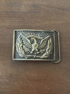 Hebilla de cinturón American Eagle E Pluribus Unum de latón vintage recuerdos de guerra Segunda Guerra Mundial Foto 1 de 3