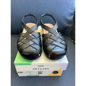 Sandali donna Earth Origins. Berry wide, pelle nera taglia 7W - nuovo con scatola - Foto 1 di 5