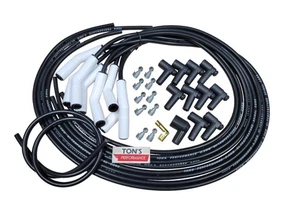 Universal 45 / 135 Ceramic Black 8mm Spark Plug Wire Kit v8 HEI Ford Chevy v8 - Picture 1 of 12