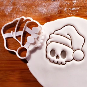 Cute Santa Skull Cookie Cutter - Gothic Christmas alternative xmas anatomy goth - Picture 1 of 5