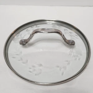Princess House Heritage Etched Glass Round 8" Lid w/Handle Skillet Replacement - Picture 1 of 6