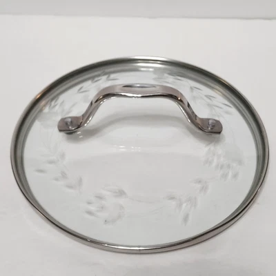 Tapa redonda de vidrio grabado Princess House Heritage de 8" con mango de repuesto de sartén Foto 1 de 4