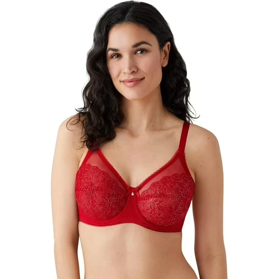 Wacoal Retro Chic Full Figure Underwire Bra 40D Lace 855186 Toast Nude