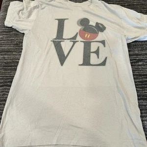 American Apparel T Shirt Womens M Love Mouse Tee Spell Out Light Gray Fun - Picture 1 of 8