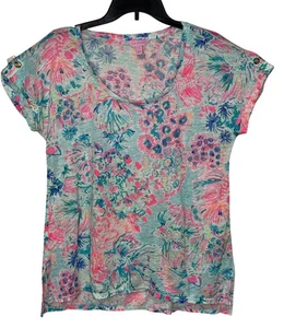 Top Lilly Pulitzer 100 % lino Inara azul sereno gypsea talla mediana - Imagen 1 de 6