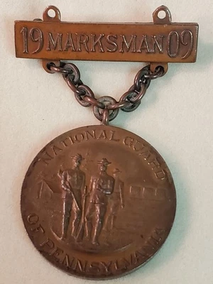 Medalla de tirador de la Guardia Nacional de Pensilvania 1909, original Foto 1 de 4
