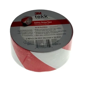 3M Tekk Protection Safety Stripe Tape 2" 36 Yd Red White Vinyl Water Resistant - Picture 1 of 2
