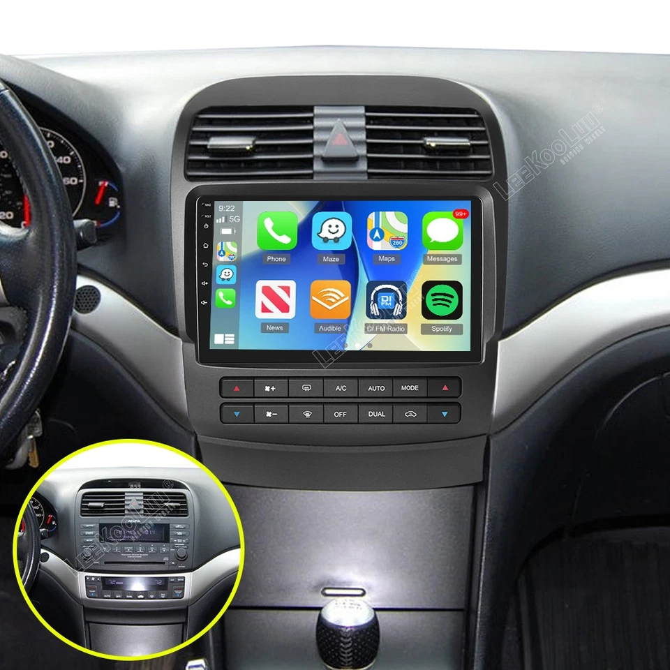 Rádio estéreo automotivo Apple Carplay Android 15 GPS navegação Wi-Fi para Acura TSX 2004-2008 - Imagem 1 de 4