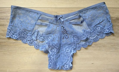 Bragas Victoria's Secret Azul Tirantes Malla Transparente Borde de Encaje Lazo Descarado S Foto 1 de 3