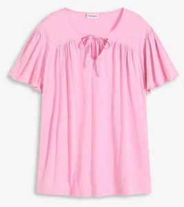 Shirt mit Schnürung Gr. 48/50 Rosa Damen Baumwollshirt Bluse Tunika Oberteil Neu - Bild 1 von 1